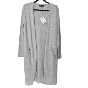 Alan Paine Margot Long Line Open Front Cotton/Cashmere Light Weight Cardigan (6)